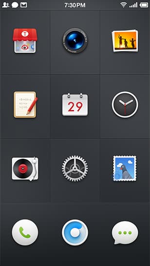 Smartisan desktop with the classic black theme.